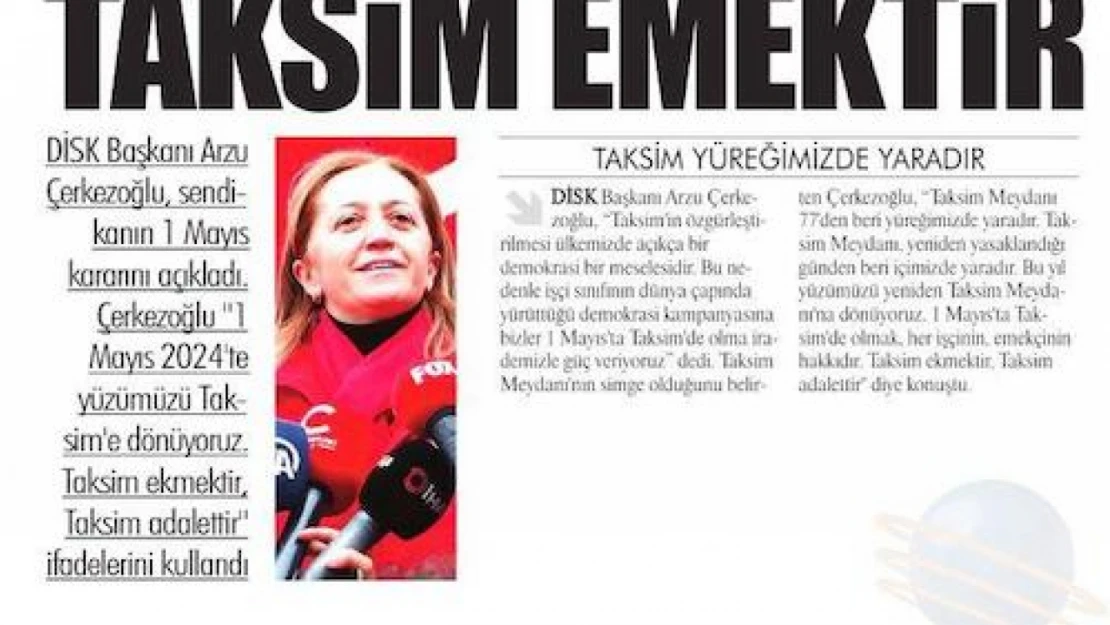 1 Mayıs'ta Taksim çağrısı medyanın gündemi
