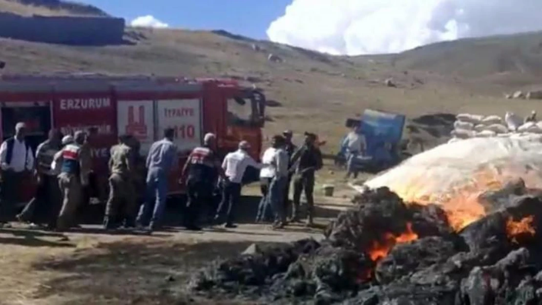 10 bin balya ot yanarak kül oldu