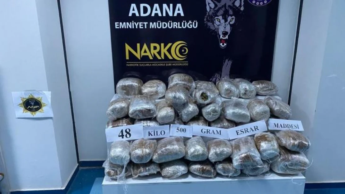 Adana'da 48 kilo 500 gram esrar ele geçirildi