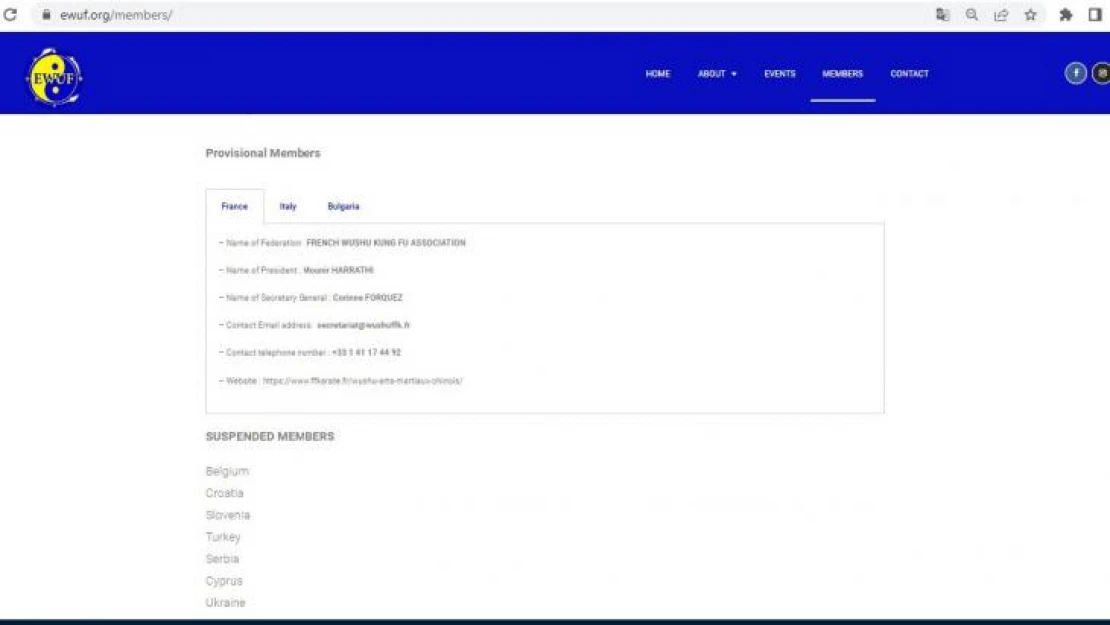 Avrupa Wushu Kungfu Federasyonu, Türkiye'nin üyeliğini askıya aldı
