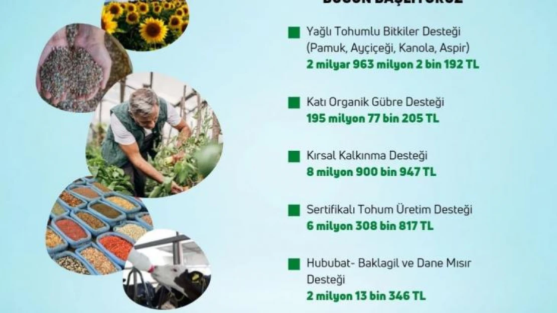 Bakan Kirişci, 6 farklı kalemde 3 milyar 176 milyon liralık destek ödemelerinin başladığını bildirdi