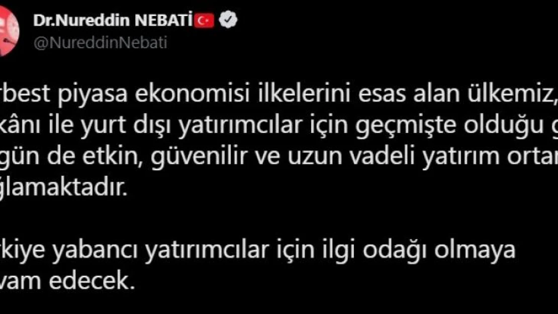 Bakan Nebati, yurt dışı yatırımcılarına yönelik tahsisli swap ile yatırım ortamı sağlanacağını duyurdu