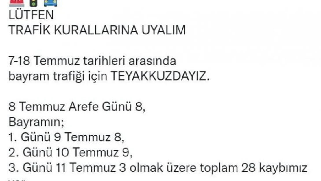 Bakan Soylu, arefe ve bayramın ilk 3 gününde trafikte 28 can kaybının yaşandığını duyurdu