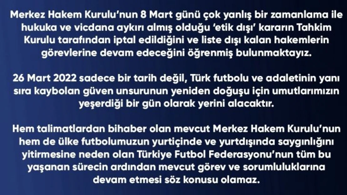 Başakşehir'den MHK ve TFF'ye istifa çağrısı!