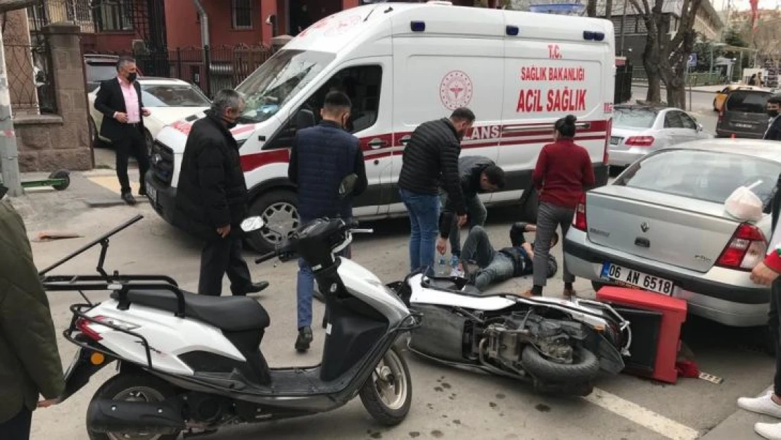 Başkent'te otomobile çarpan motosikletin sürücüsü yaralandı