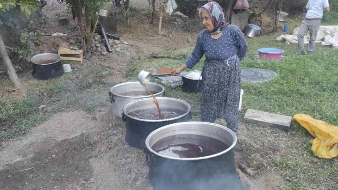 Batman'da hasadı başlayan kara üzüm ilkel yöntemlerle pekmeze dönüştürülüyor