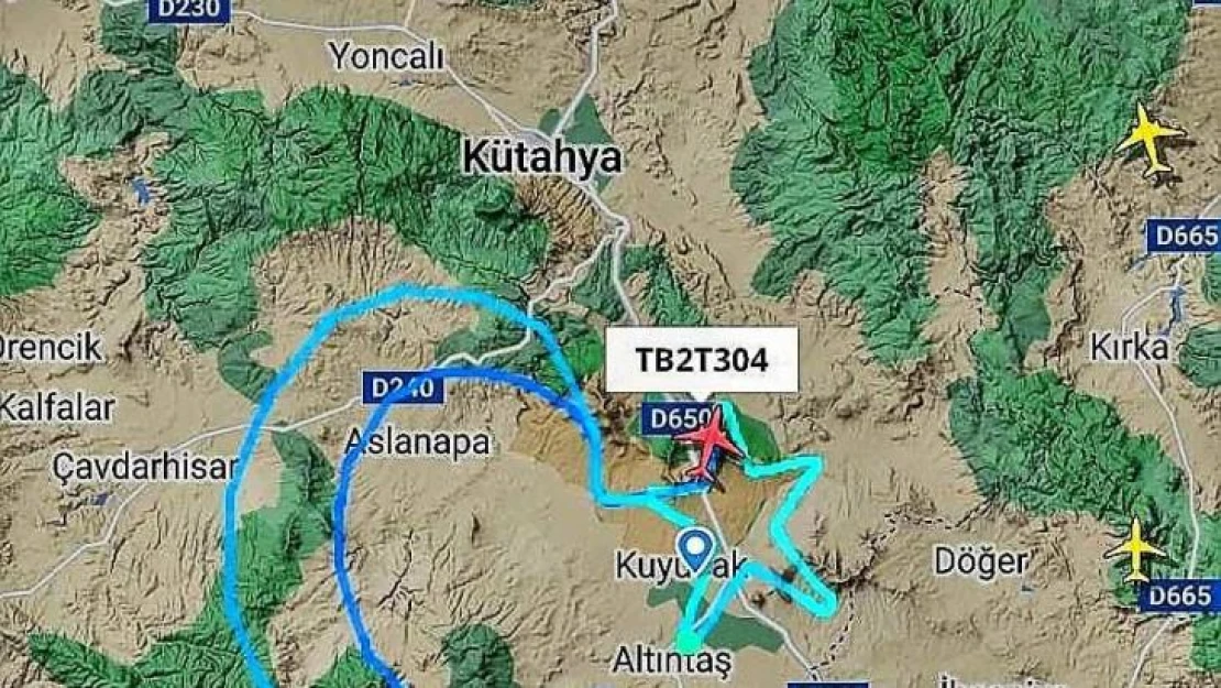 Bayraktar TB2 İHA, Kütahya'da rotasını ay yıldızla çizdi