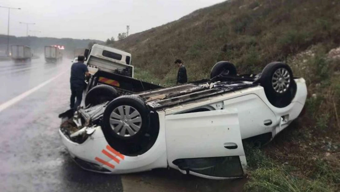 Beykoz'da Kuzey Marmara Otoyolu'nda otomobil takla attı: 1 yaralı