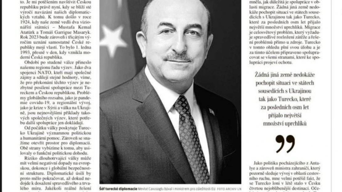 Çavuşoğlu Çek basınına yazdı: 'Uygulanabilir herhangi bir çözüm, Ukrayna'nın egemenliğini ve toprak bütünlüğünü korumalı'