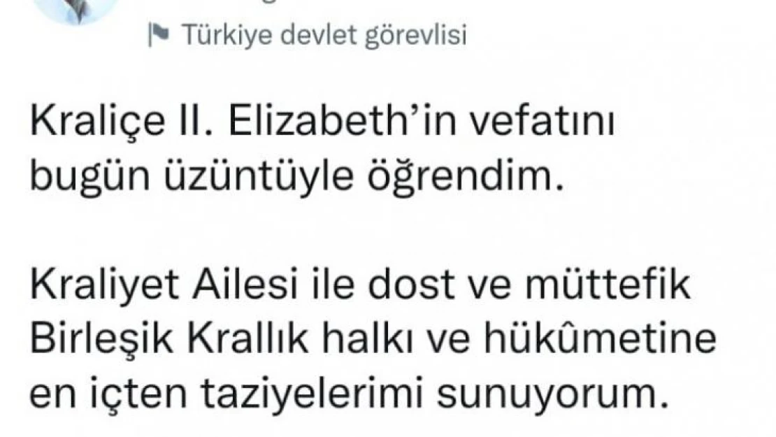 Cumhurbaşkanı Erdoğan, Kraliçe 2. Elizabeth için taziye mesajı yayımladı