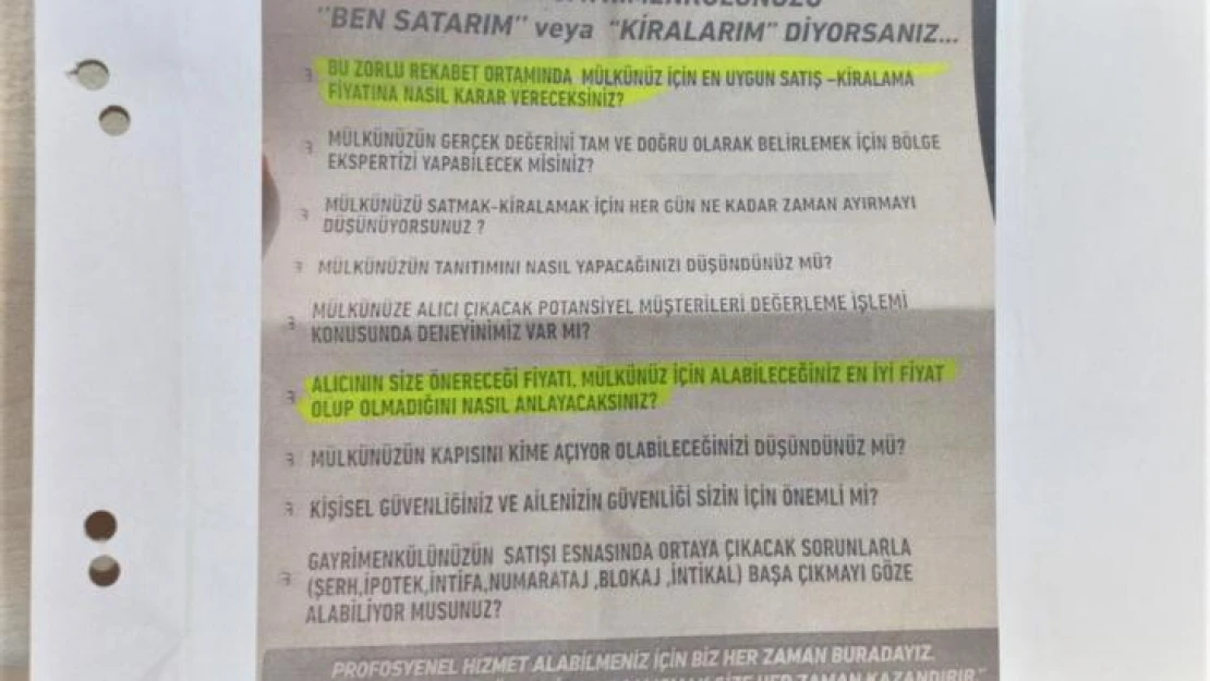 Emlakçıların kapı kapı gezip yüksek kira getirisi için broşür dağıttığı ortaya çıktı