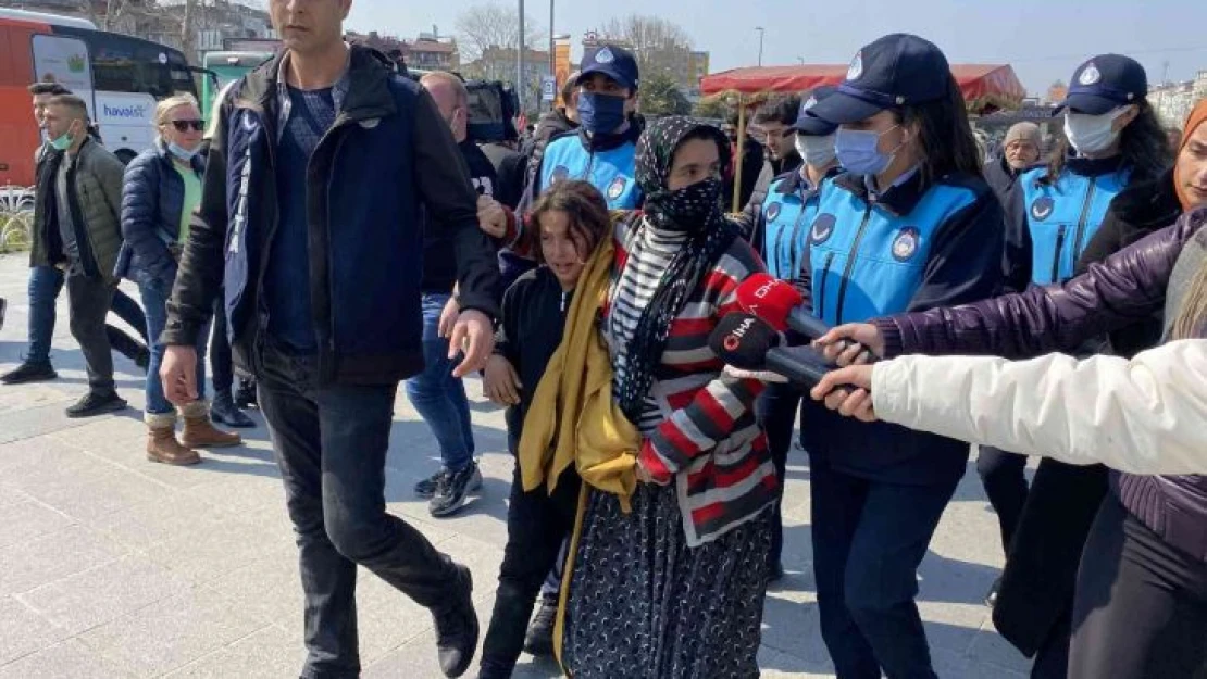 Fatih'te yakalanan dilenciler önce ağladı, sonra göbek attı