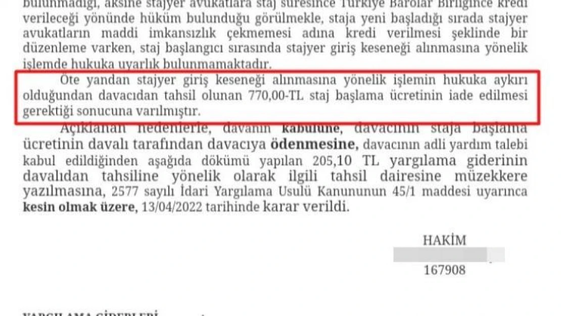 Genç avukat baroya açtığı davayı kazandı