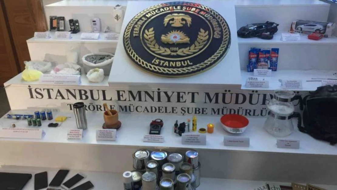 Hücre evinde ele geçirilen patlayıcılar emniyette sergilendi