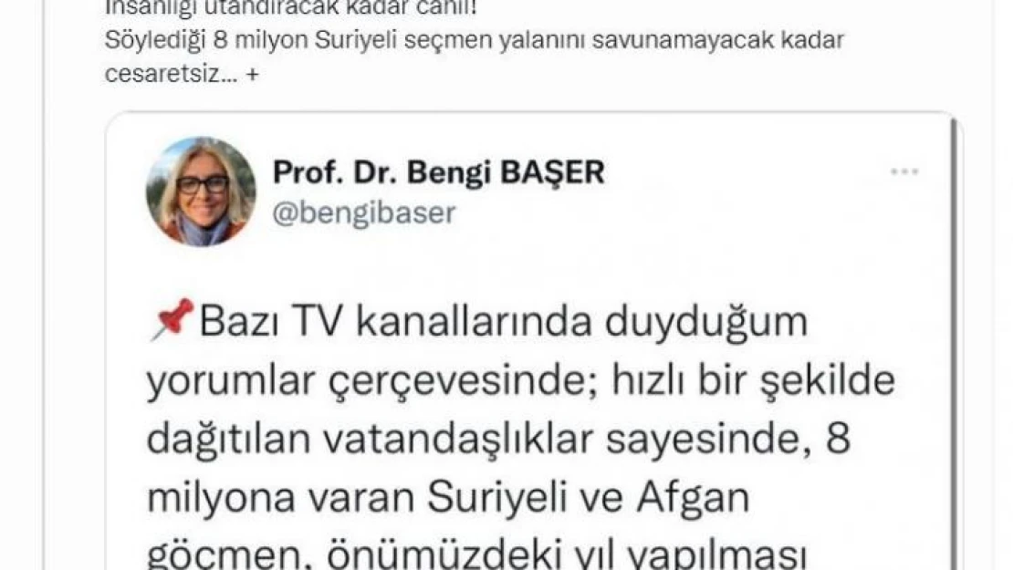 İçişleri Bakan Yardımcısı Çataklı'dan Başer'in iddialarına cevap: 'Söylediği 8 milyon Suriyeli seçmen yalanını savunamayacak kadar cesaretsiz'