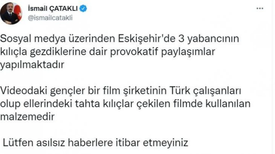 İçişleri Bakan Yardımcısı Çataklı'dan provokatif paylaşımlar hakkında açıklama