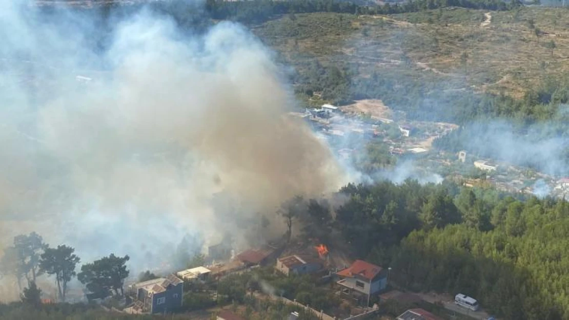 İzmir'de ormanlık alanda yangına havadan ve karadan müdahale