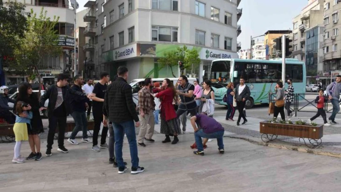 Kadına şiddeti gerçek sanıp müdahale etmek istediler