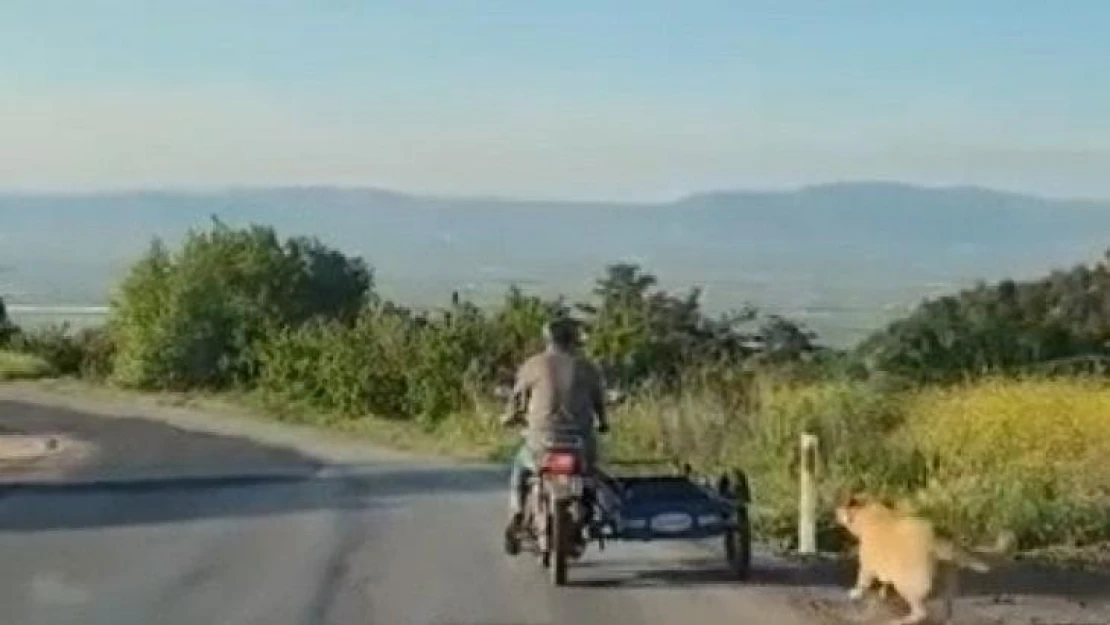 Köpeği motosikletin arkasına bağlayıp sürükledi