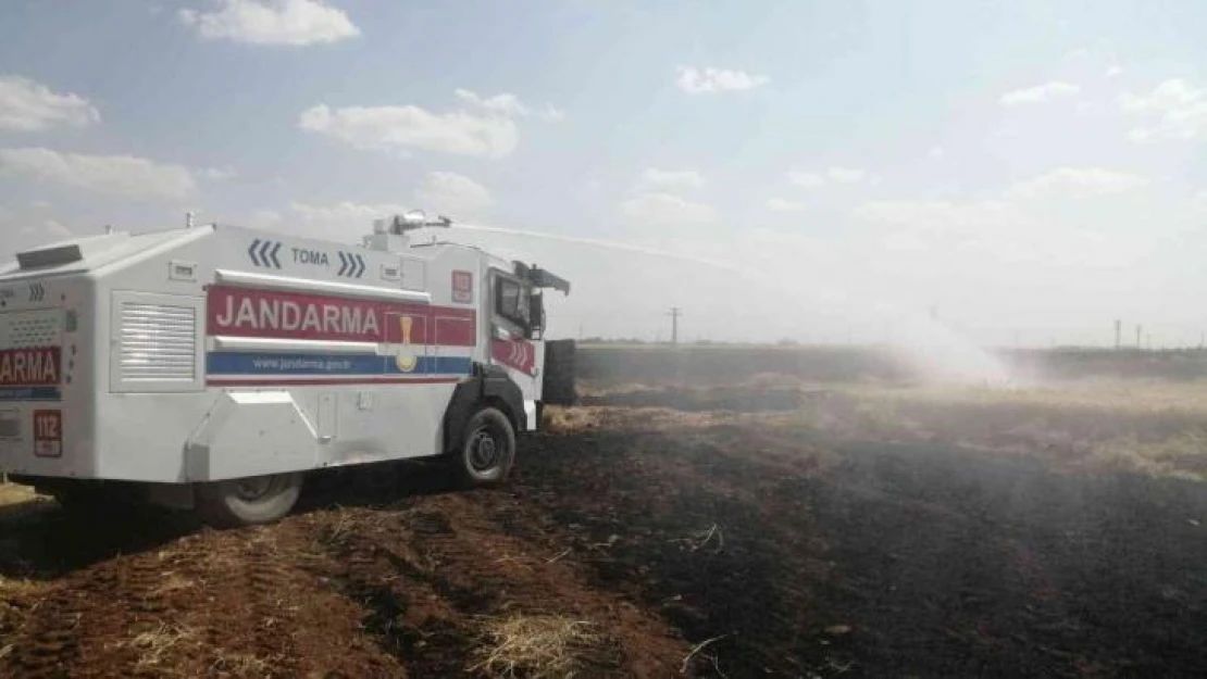 Mardin'de tarladaki yangına TOMA ile müdahale