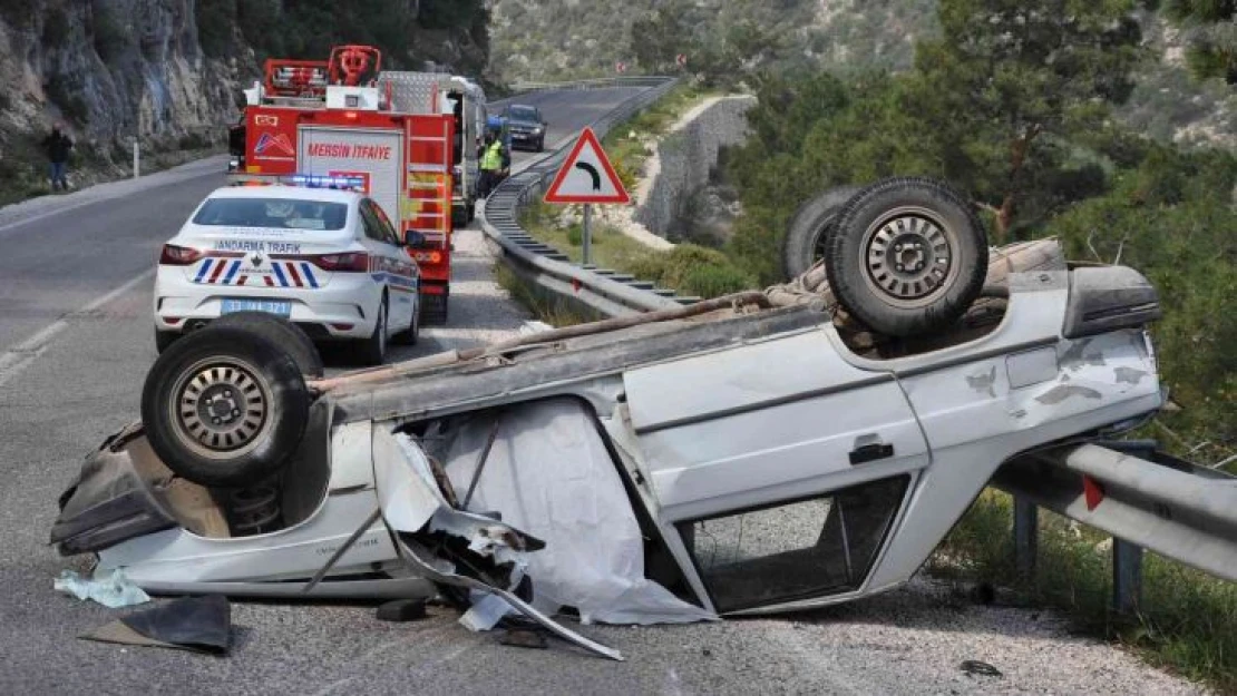 Mersin'de freni patlayan otomobil bariyere çarpıp takla attı: 1 ölü, 3 yaralı