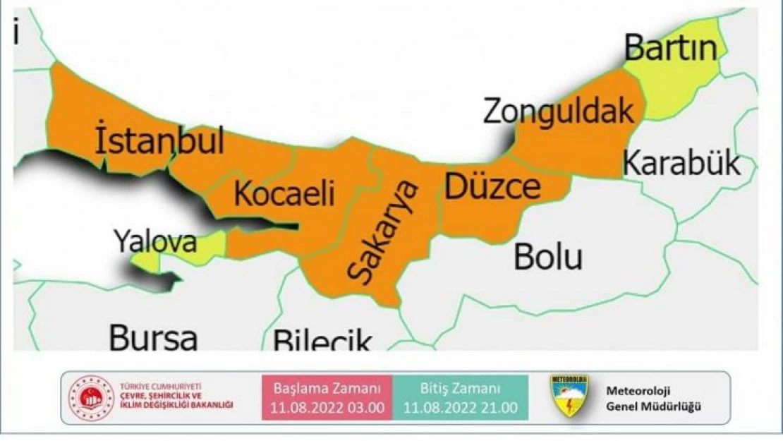 Meteoroloji'den Düzce için turuncu uyarı