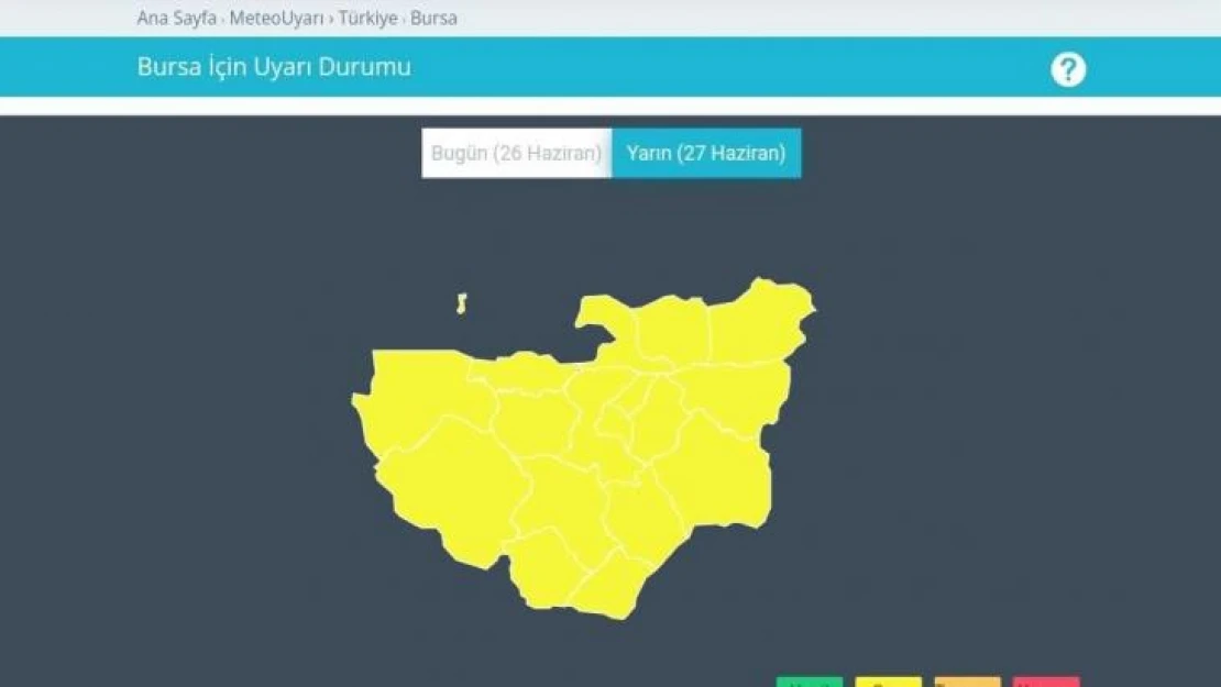 Meteorolojiden Bursa için kuvvetli yağış uyarısı