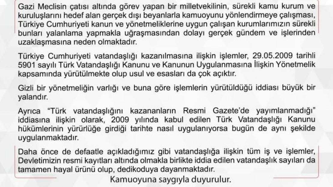 Nüfus Vatandaşlık İşleri Genel Müdürlüğü: 'Tüm iş ve işlemler kayıt altındadır'