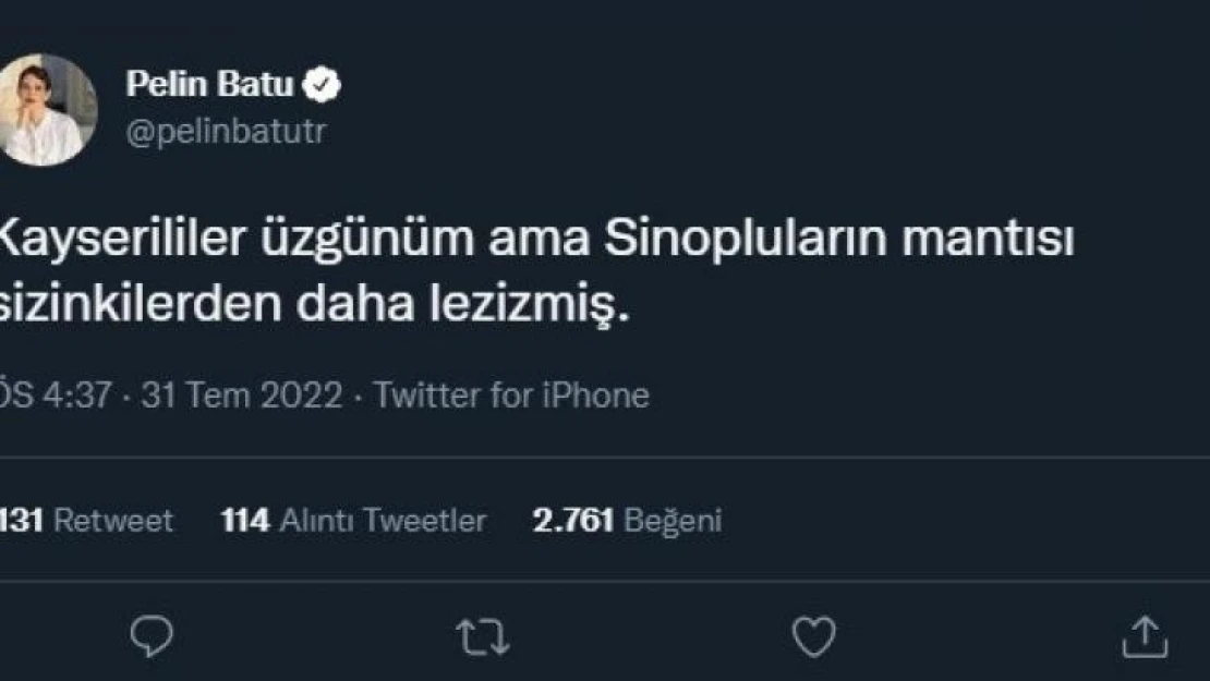 Oyuncu Pelin Batu'dan Kayserilileri üzecek paylaşım