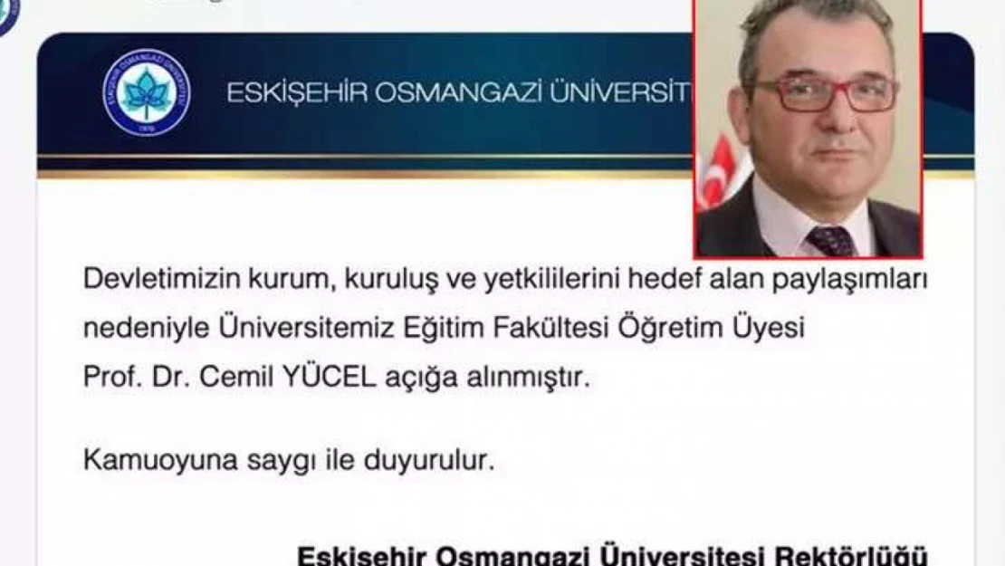 Prof. Dr. Cemil Yücel sosyal medya paylaşımı nedeniyle hem gözaltına hem açığa alındı