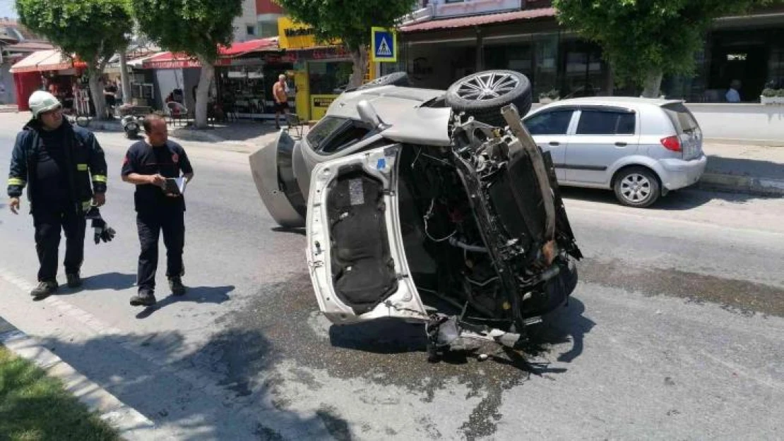 Refüje çarpan otomobil takla attı: 1 yaralı