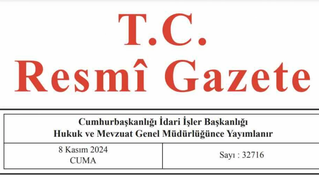 Resmi Gazete'de bugün (09.11.2024)