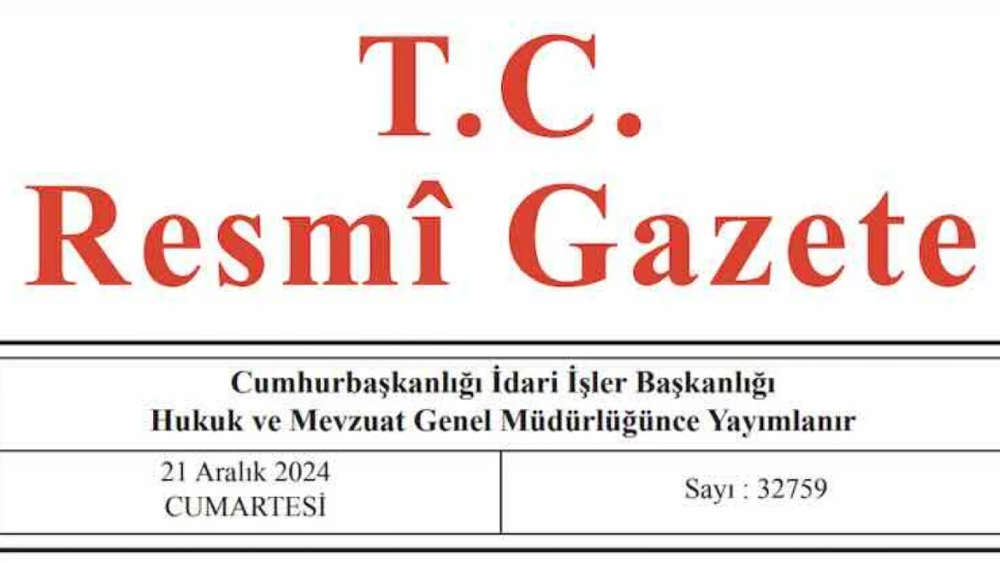 Resmi Gazete'de bugün (21.12.2024)