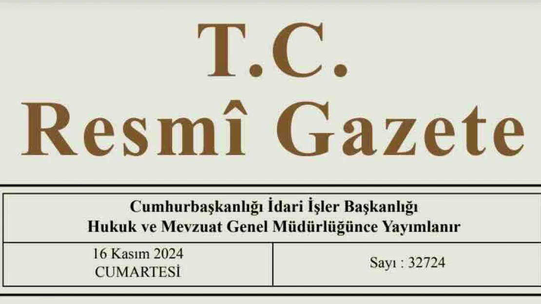 Resmi Gazete'de bugün (16.11.2024)