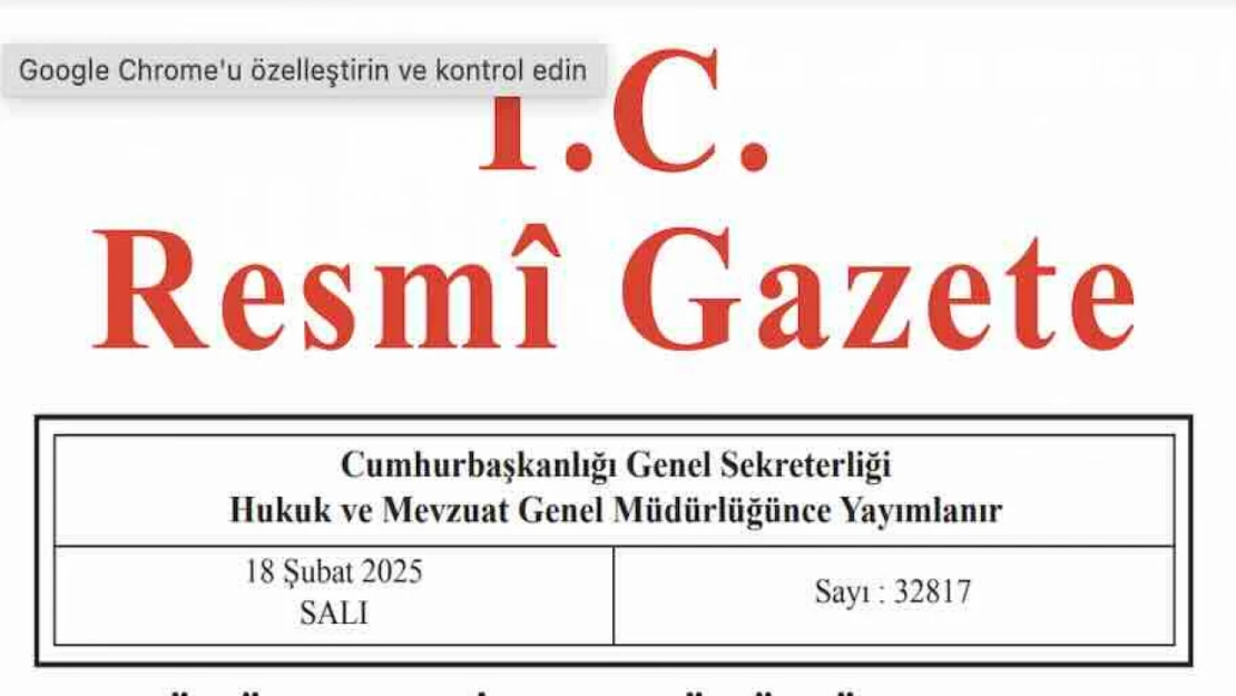 Resmi Gazete'de bugün (18.02.2025)