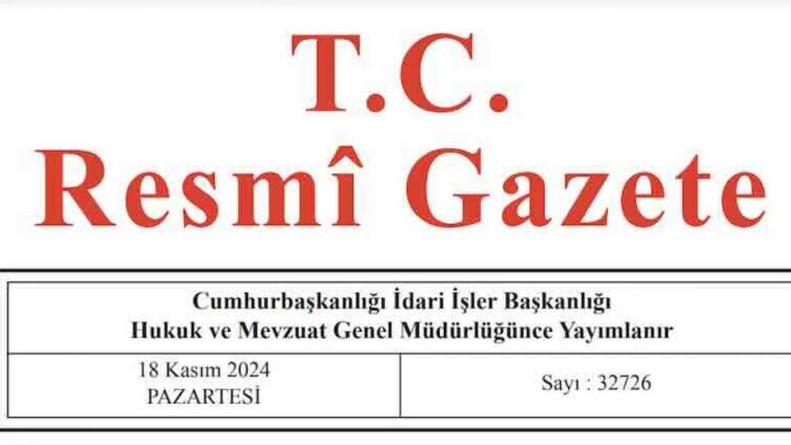 Resmi Gazete'de bugün (18.11.2024)