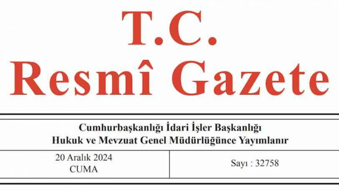 Resmi Gazete'de bugün (20.12.2024)