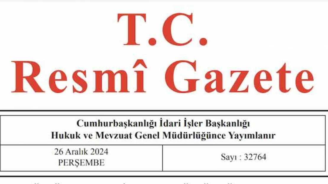 Resmi Gazete'de bugün (26.12.2024)