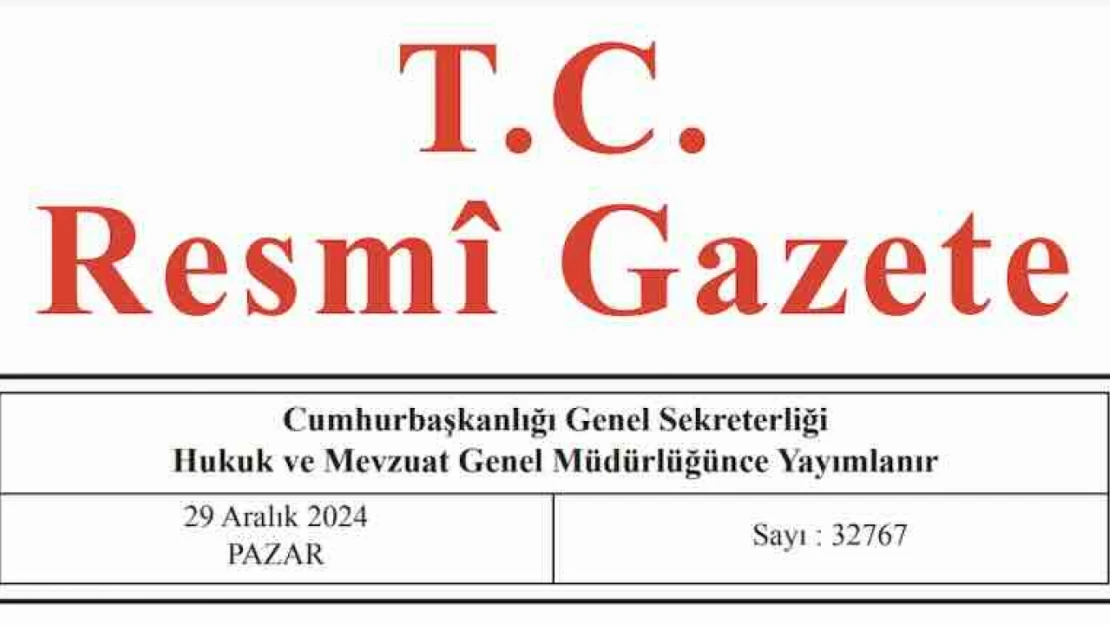 Resmi Gazete'de bugün (29.12.2024)