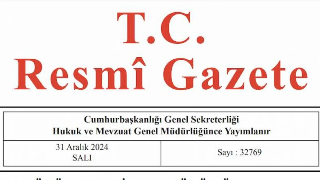 Resmi Gazete'de bugün (31.12.2024)