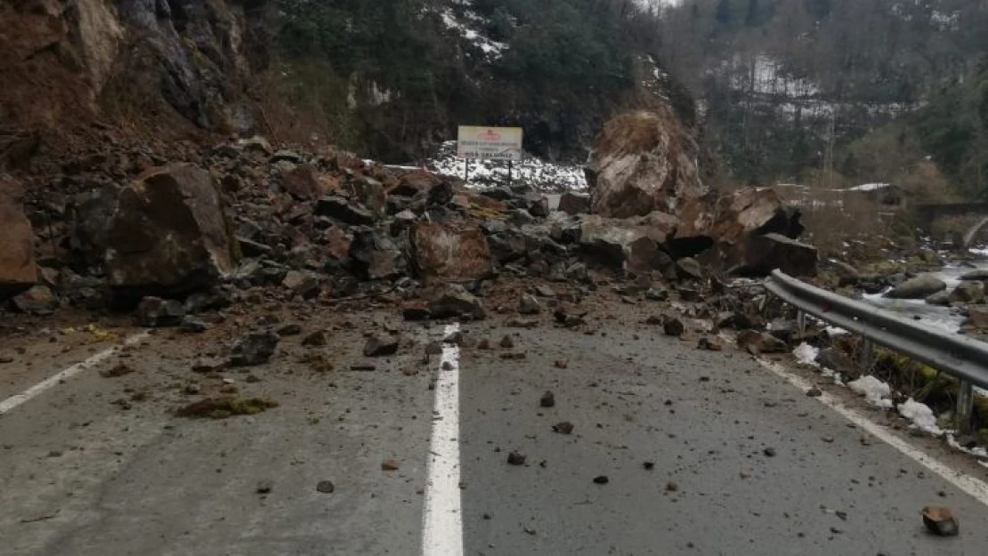 Rize'nin Hemşin ilçesinde meydana gelen heyelan nedeniyle karayolu 2 saat ulaşıma kapandı