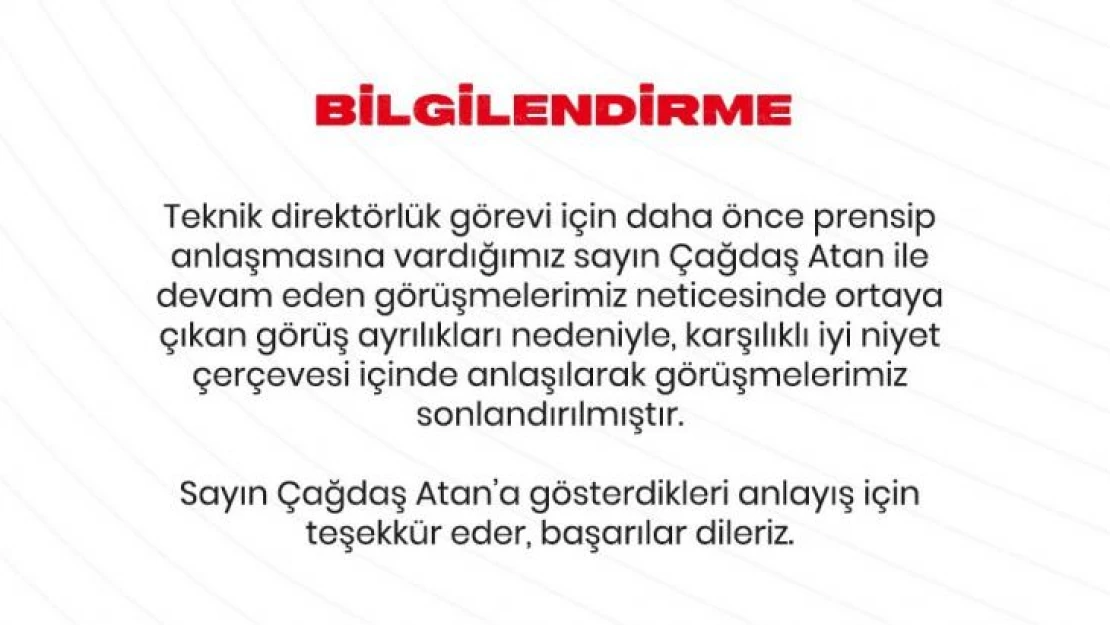 Samsunspor, Çağdaş Atan ile anlaşamadı