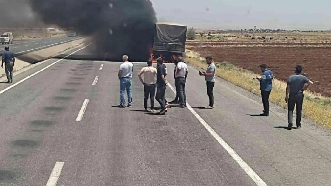 Şırnak'ta seyir halindeki tır alevlere teslim oldu