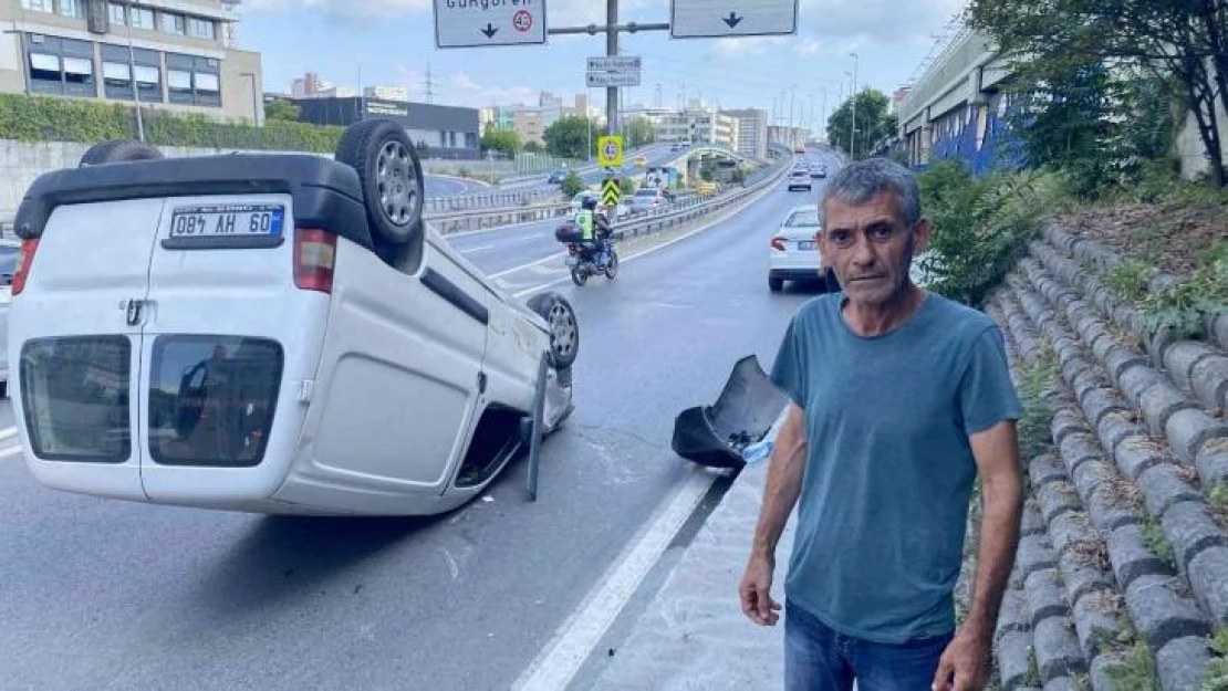 Takla atan araçtan burunları bile kanamadan çıktılar