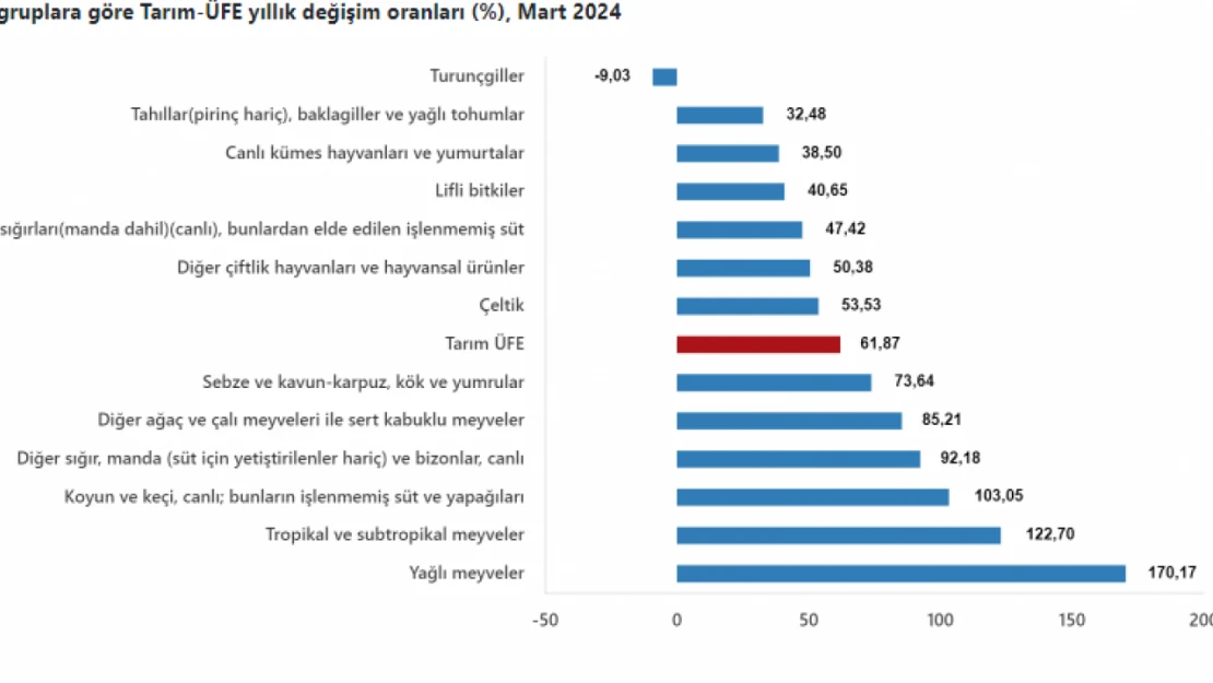 Tarım ürünleri üretici fiyat endeksi aylık yüzde 5,57 arttı