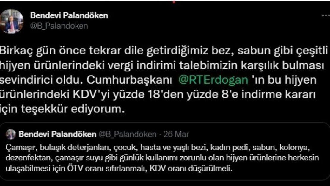 TESK Başkanı Palandöken: 'Hijyen ürünlerindeki vergi indirimi talebimizin karşılık bulması sevindirici oldu'