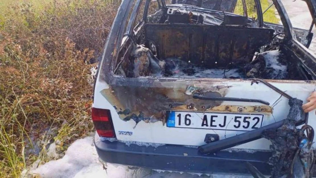 Yalova'da direğe çarpan otomobil alevlere teslim oldu: 2 yaralı