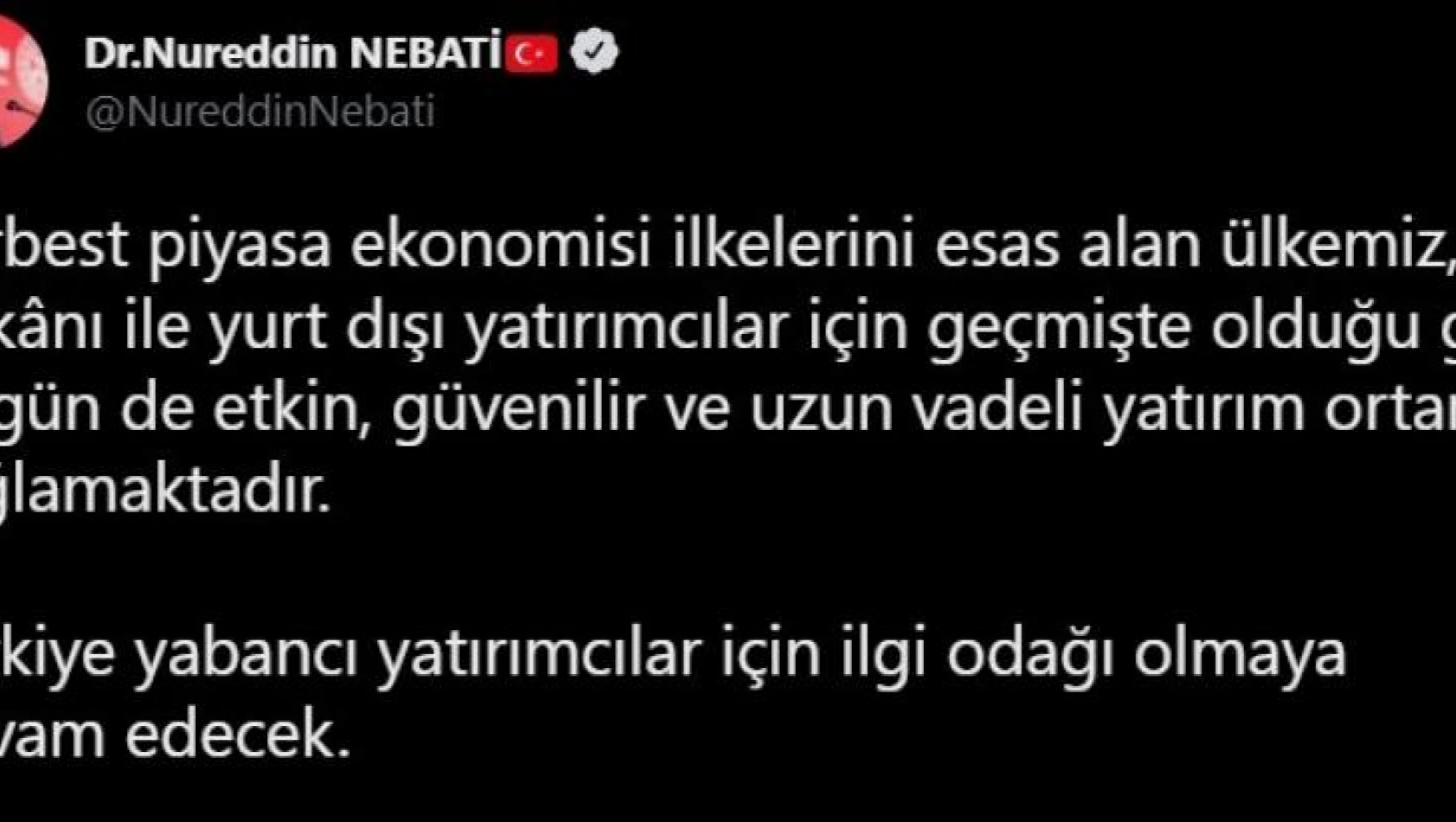 Bakan Nebati, yurt dışı yatırımcılarına yönelik tahsisli swap ile yatırım ortamı sağlanacağını duyurdu