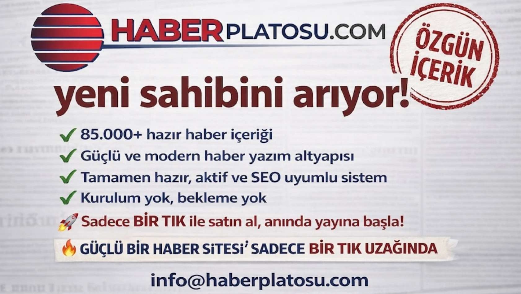 HaberPlatosu.com yeni imtiyaz sahibi ve yatırımcı arıyor