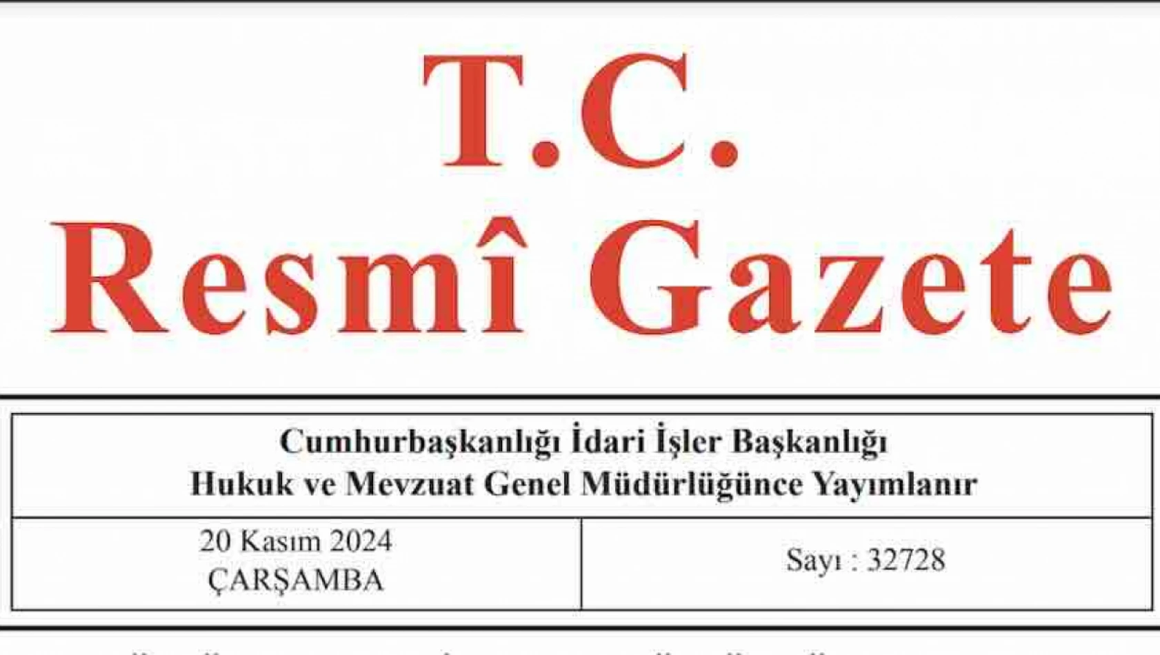 Resmi Gazete'de bugün (20.11.2024)